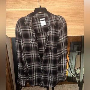 AEO oversized distressed flannel